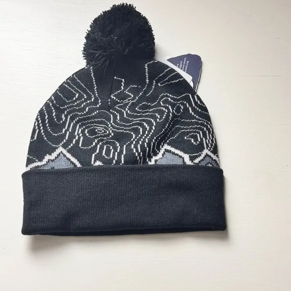 Turltlefur Black and Gray Youth Cold Weather Winter Beanie with Pom Pom  Hat NWT